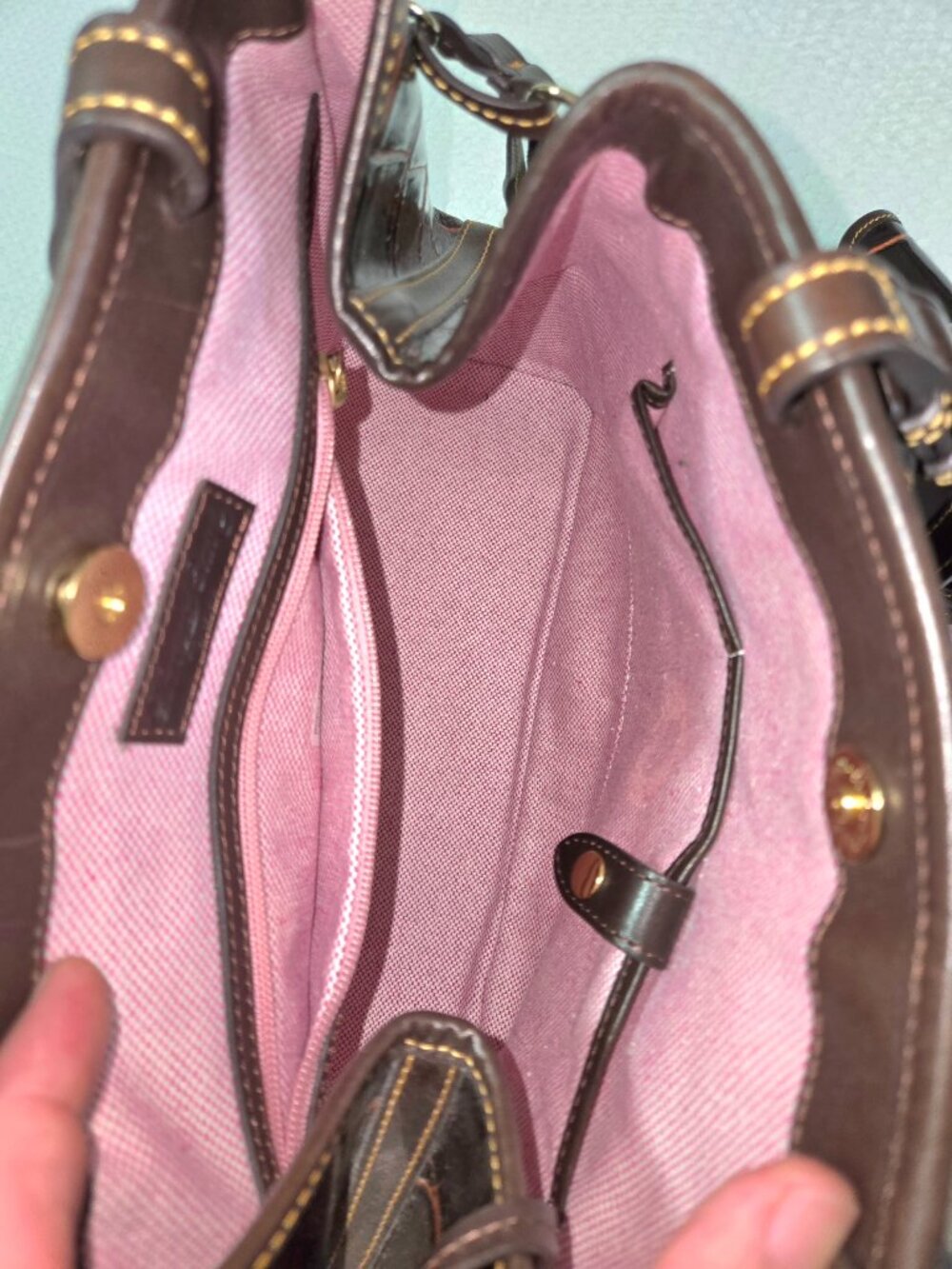 Dooney & Bourke Croco Patent Leather Tote Brown NWOT Coin Purse Large - Picture 3 of 15